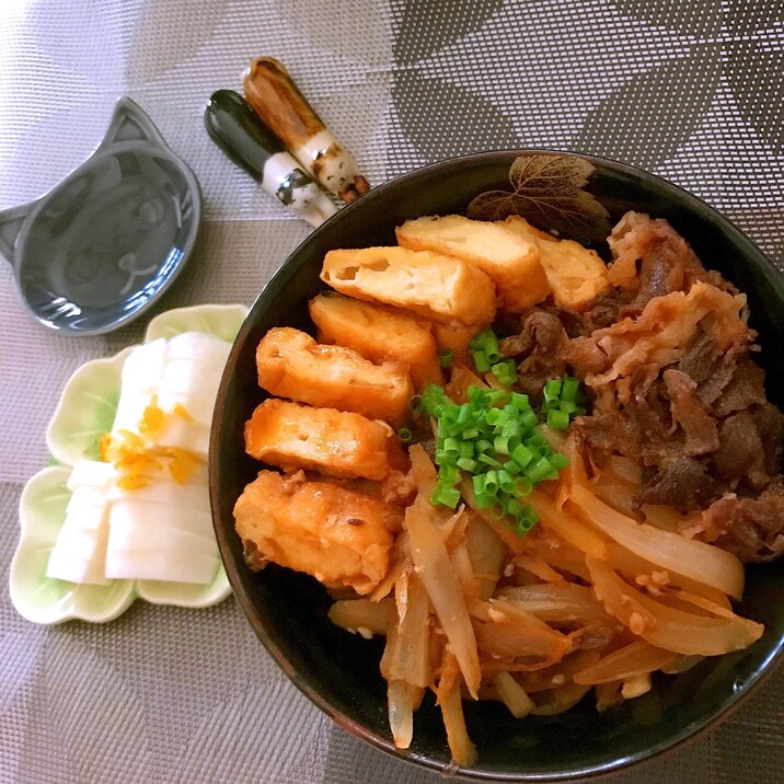 真夏のスタミナ厚揚げ牛丼